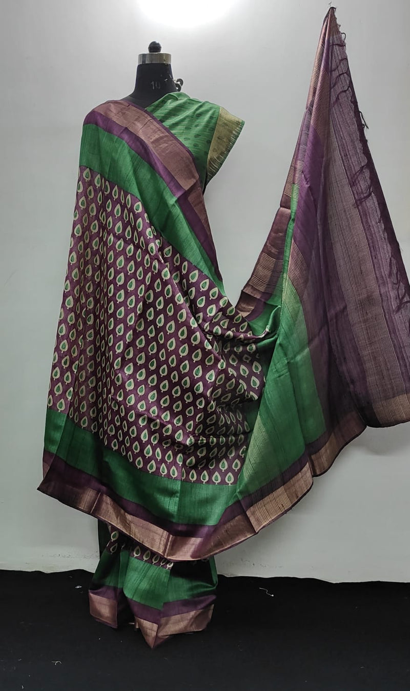 Pure Desi Tussar Block Printed Sarees Collection