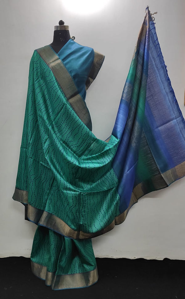 Pure Desi Tussar Block Printed Sarees Collection