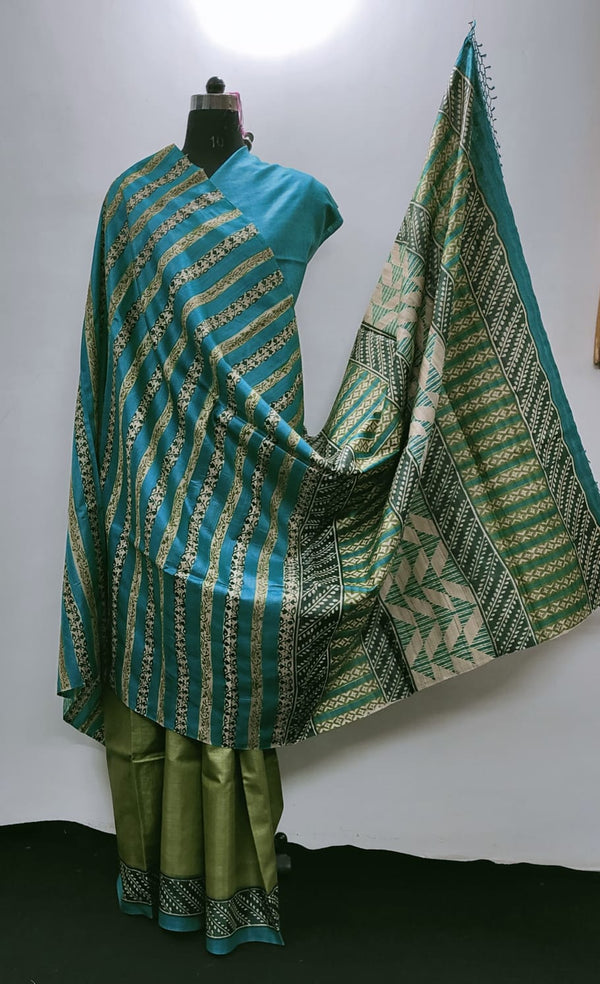 Pure Desi Tussar Block Printed Sarees Collection
