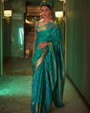 Exclusive Celebrity Blue Kanchipuram Silk Saree