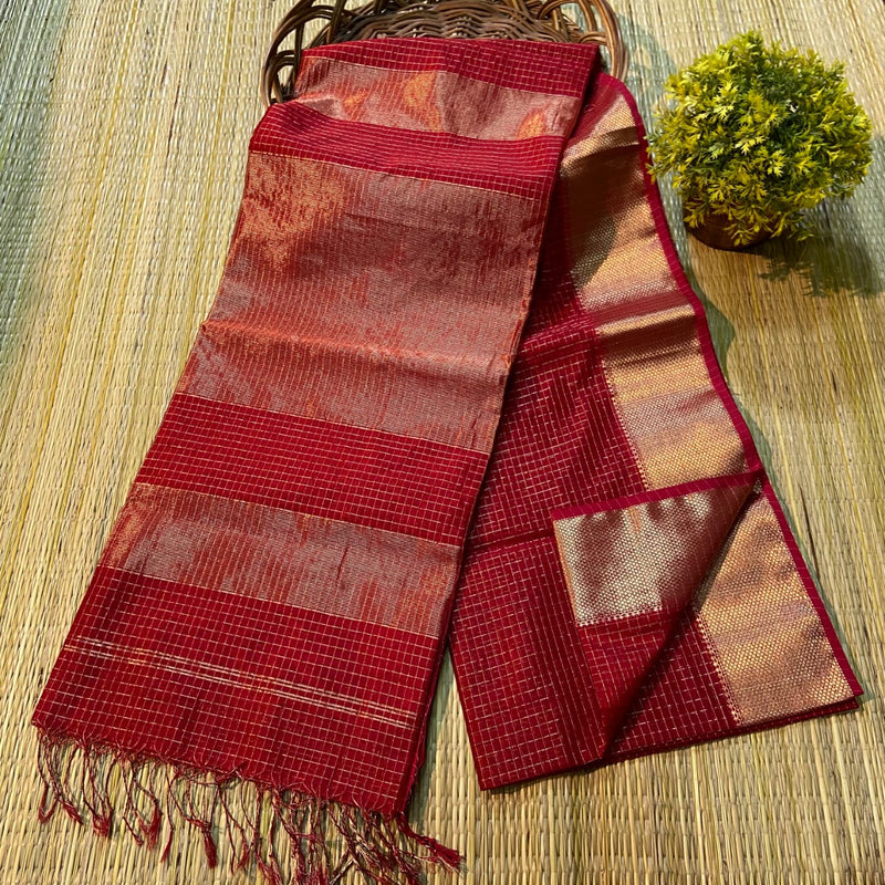 Maheshwari Silk Cotton Zari Checks Sarees