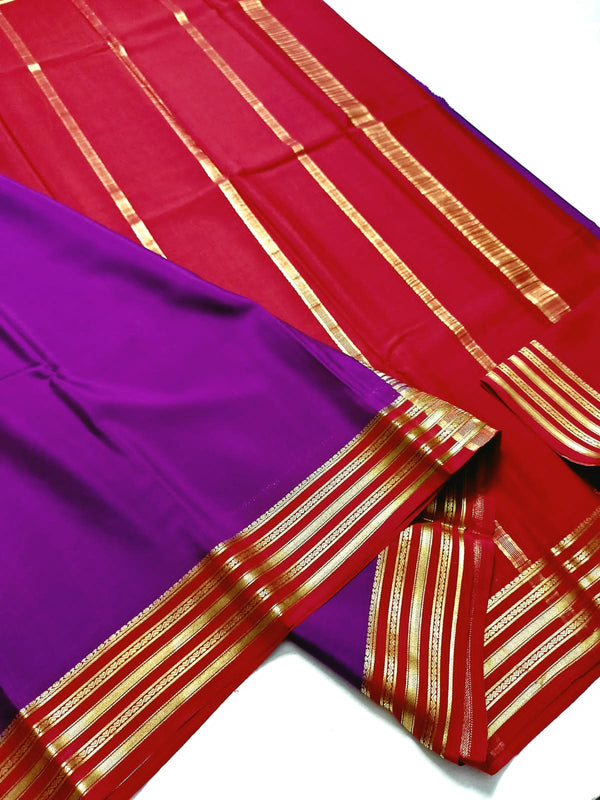 Purple Mysore Crepe Silk Saree - Lite Weight