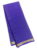 Navy Blue Checked Pattern Mysore Crepe Silk Saree