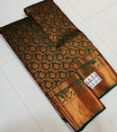 Bottle Green Bridal Kanchipuram Silk Saree with Copper Zari