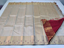 Half White Embossed Bridal Kanchipuram Silk Saree with Contrast Blouse