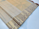 Half White Embossed Bridal Kanchipuram Silk Saree with Contrast Blouse