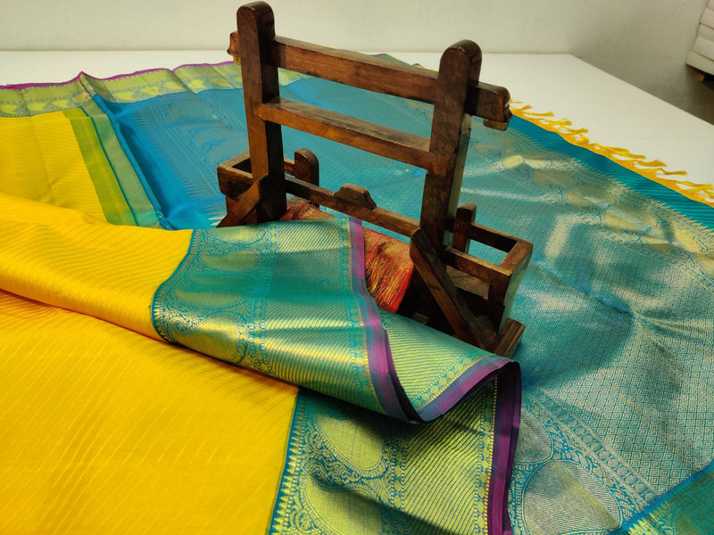 Yellow Kanchipuram Silk Saree