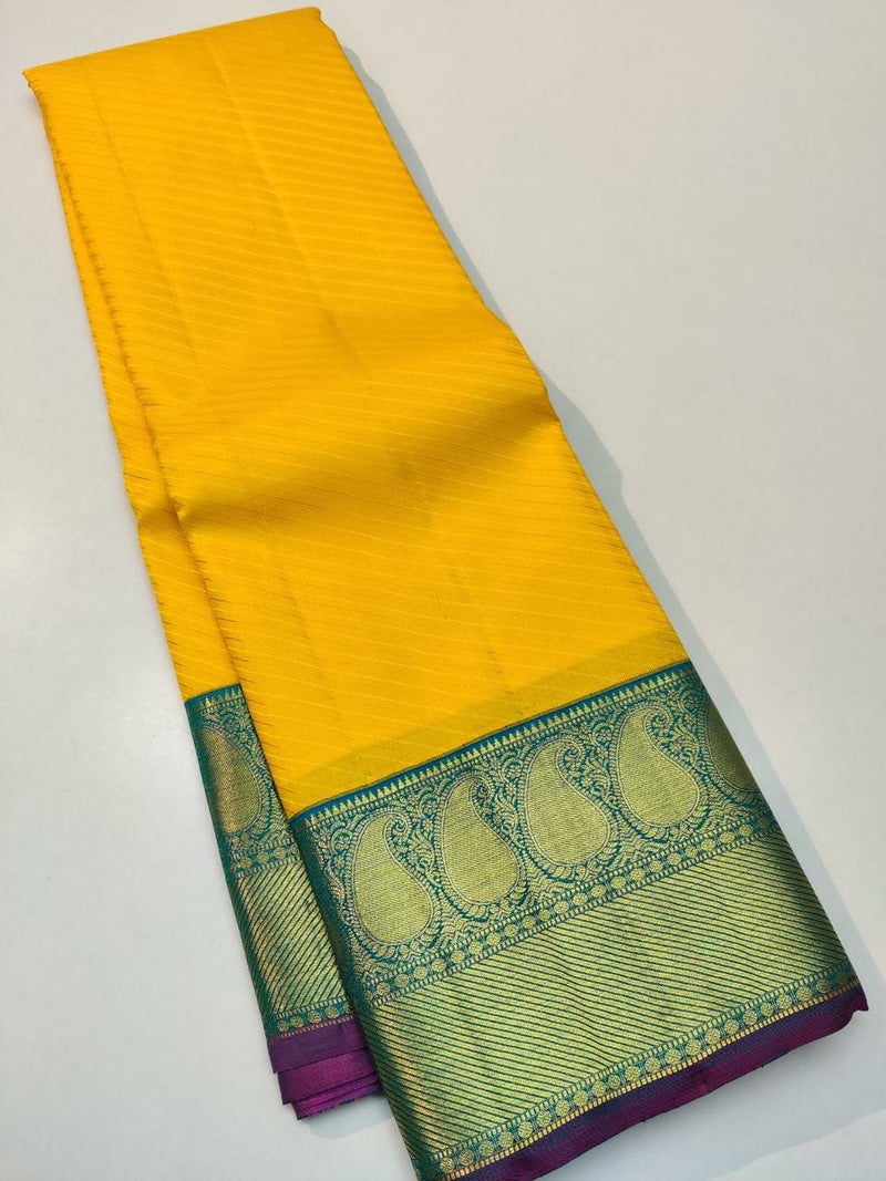 Yellow Kanchipuram Silk Saree