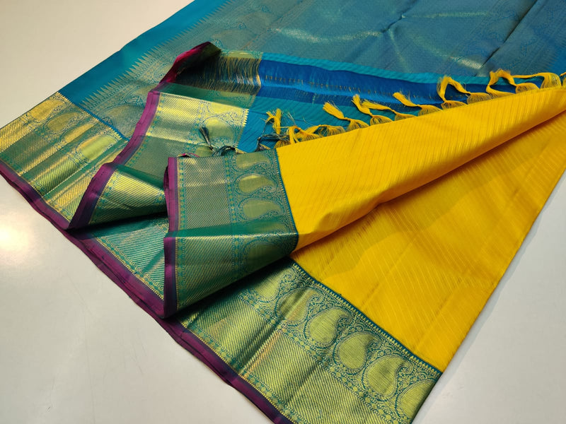 Yellow Kanchipuram Silk Saree