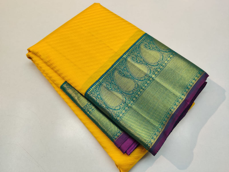 Yellow Kanchipuram Silk Saree