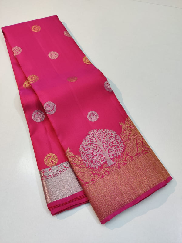 Pink Turning Border Kanchipuram Silk Saree