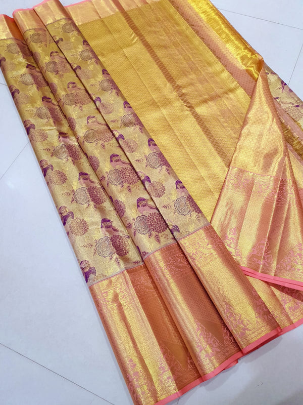 Pastel Bridal Kanchipuram Silk Saree
