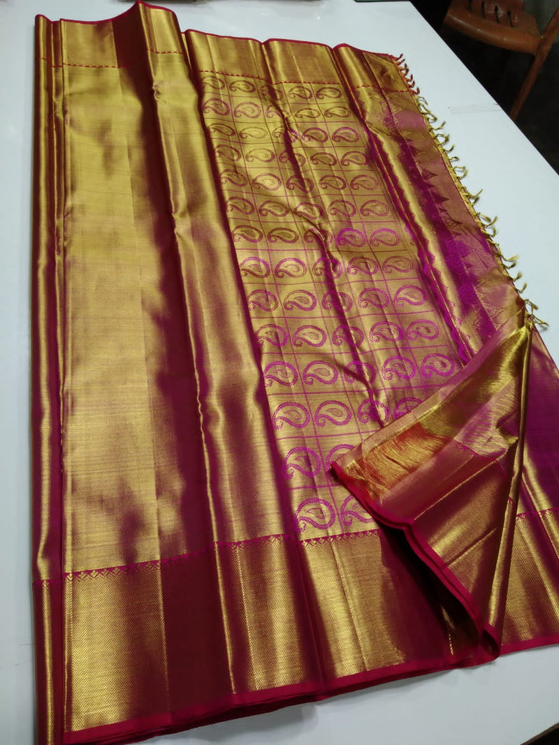 Bridal Tissue Golden Kanchipuram Silk Saree