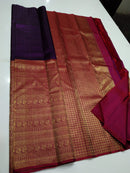 Half Brocade Half Plain Kanchipuram Silk Sarees