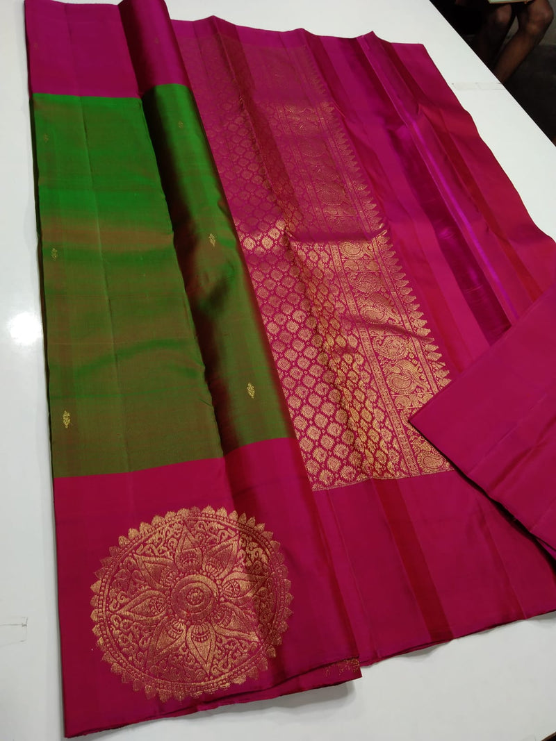 Traditional Borders Butta Kanchipuram Silk Sarees