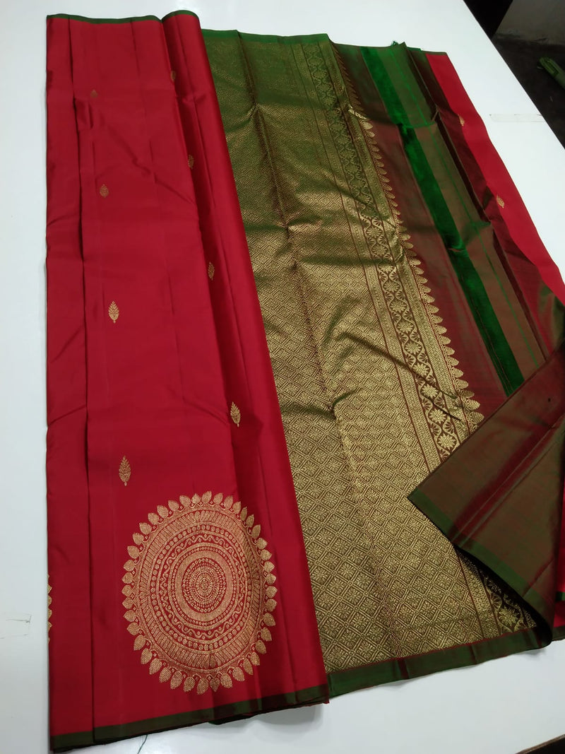 Traditional Borders Butta Kanchipuram Silk Sarees