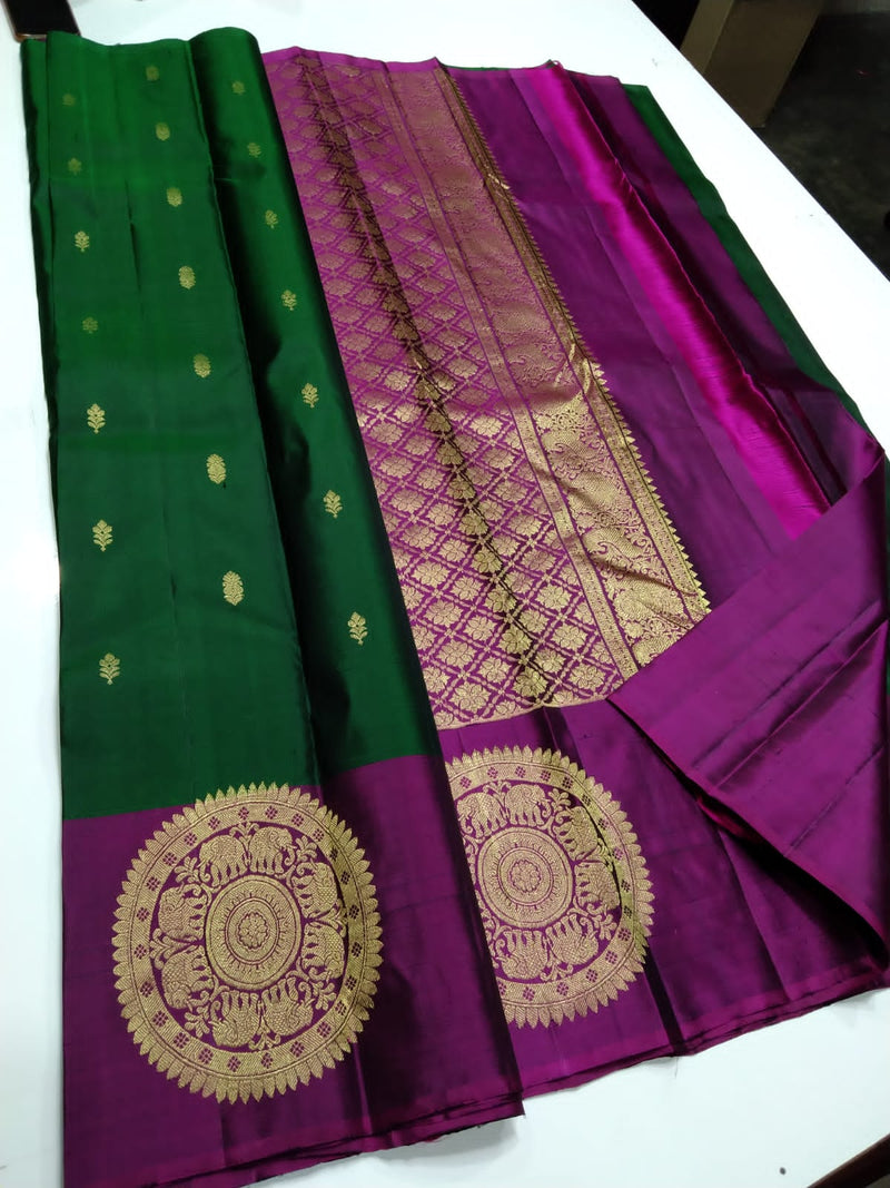 Traditional Borders Butta Kanchipuram Silk Sarees