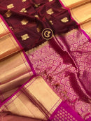 Brown Organza Saree with Kanchi Border