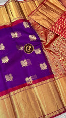 Purple Organza Saree with Kanchi Border