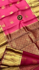 Pink Organza Saree with Kanchi Border