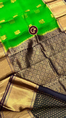 Green Organza Saree with Kanchi Border