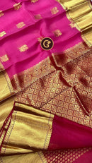 Pink Organza Saree with Kanchi Border
