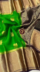 Green Organza Saree with Kanchi Border