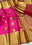 Pink Organza Saree with Kanchi Border