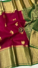 Pink Organza Saree with Kanchi Border