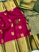 Pink Organza Saree with Kanchi Border