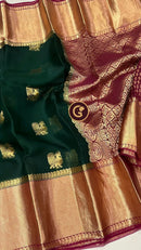 Green Organza Saree with Kanchi Border