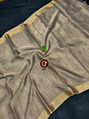 Grey Tissue Tussar Silk Saree