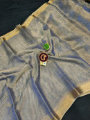 Blue Tissue Tussar Silk Saree