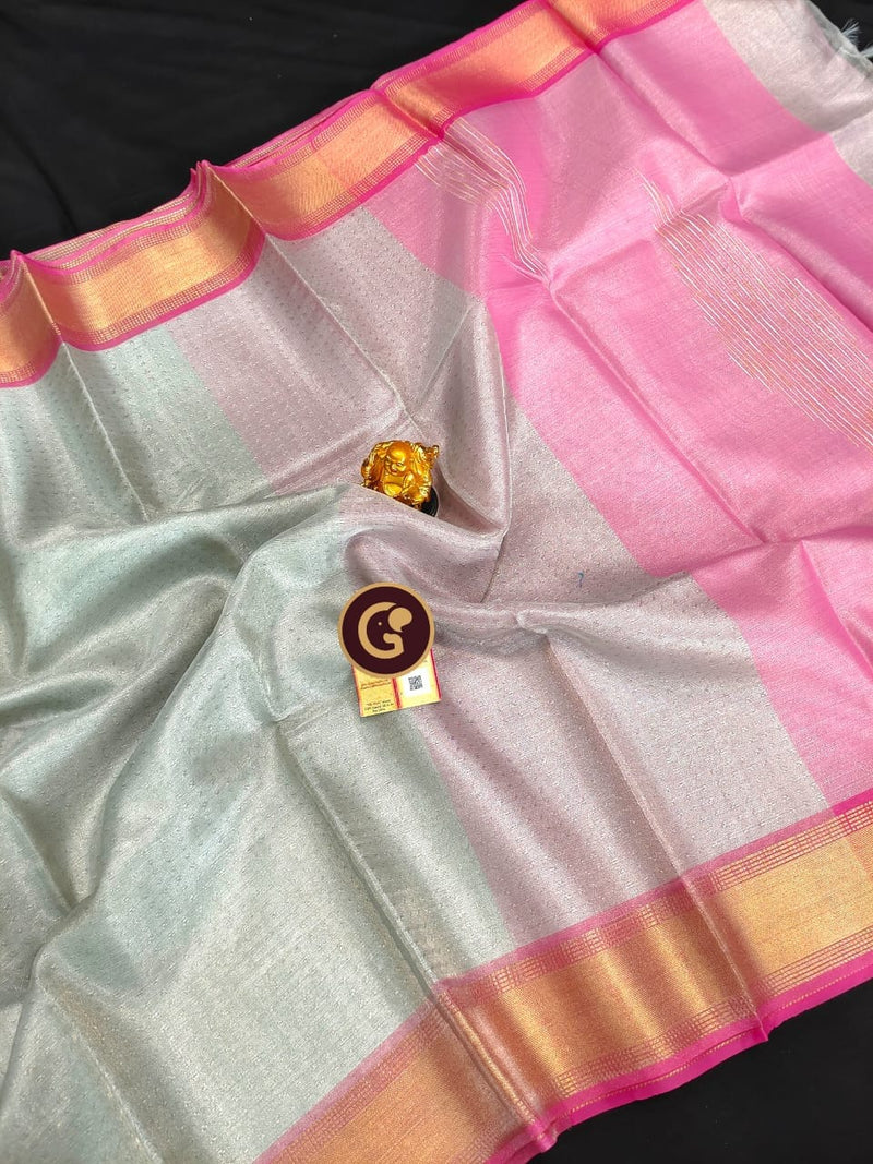 Silver Tissue Tussar Silk Saree