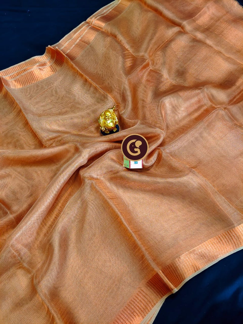 Copper Tissue Tussar Silk Saree