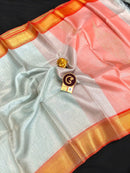 Silver Tissue Tussar Silk Saree