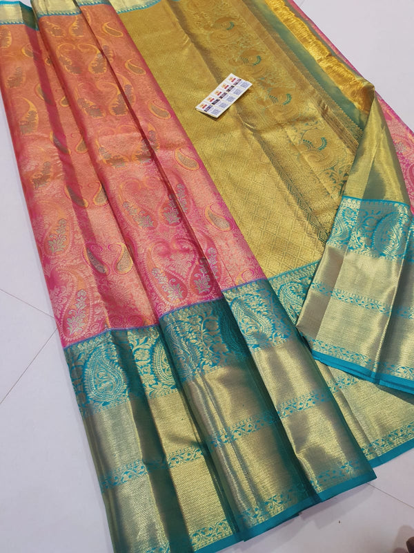 Pink Bridal Kanchipuram Silk Saree