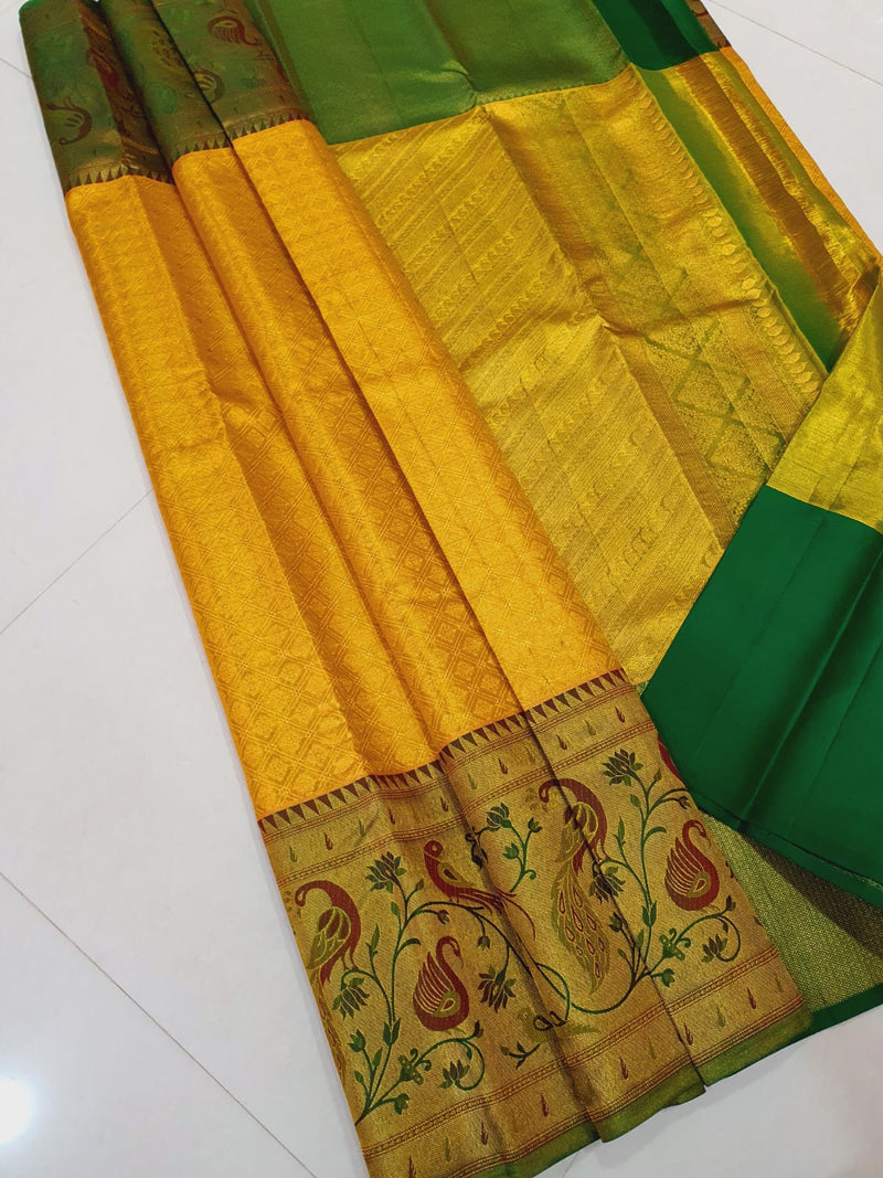 Pure Kanchipuram Silk Sarees with Unique Paithani Border