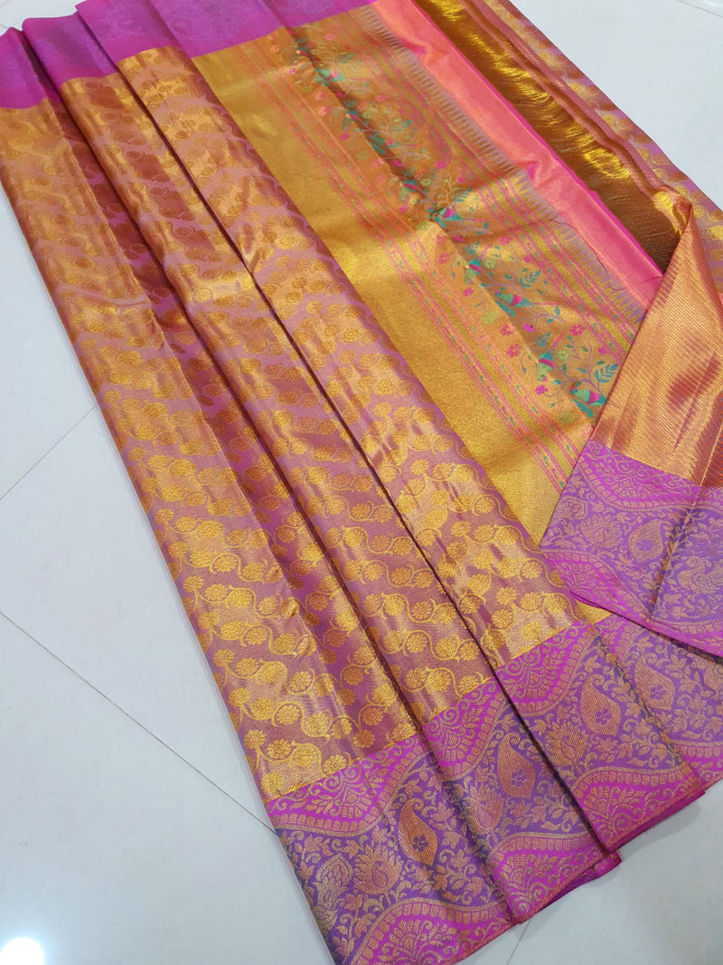 Pure Kanchipuram Silk Sarees with Unique Paithani Border