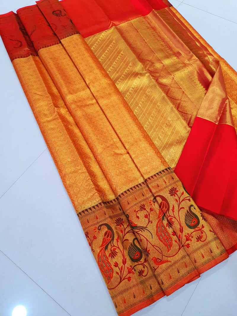 Pure Kanchipuram Silk Sarees with Unique Paithani Border