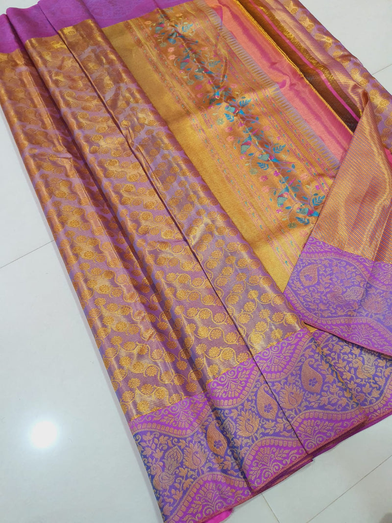 Pure Kanchipuram Silk Sarees with Unique Paithani Border