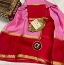 Pink Pure Wrinkle Mysore Crepe Silk Saree