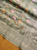 Organza Sarees with Jaal Floral Embroidery & Chikankari Pallu