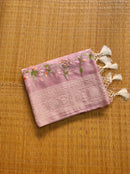 Pink Organza Saree with Jaal Floral Embroidery & Chikankari Pallu