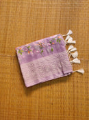 Lavender Organza Saree with Jaal Floral Embroidery & Chikankari Pallu