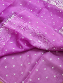Purple Organza Saree with Parsi Embroidery Work and Crochet Lace Border
