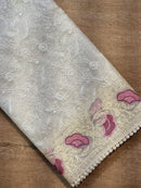 Catalogue - Organza Saree with Chikankari Embroidery Work & Crochet Lace