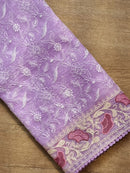 Catalogue - Organza Saree with Chikankari Embroidery Work & Crochet Lace