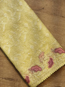 Yellow Organza Saree with Chikankari Embroidery Work & Crochet Lace