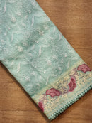 Catalogue - Organza Saree with Chikankari Embroidery Work & Crochet Lace